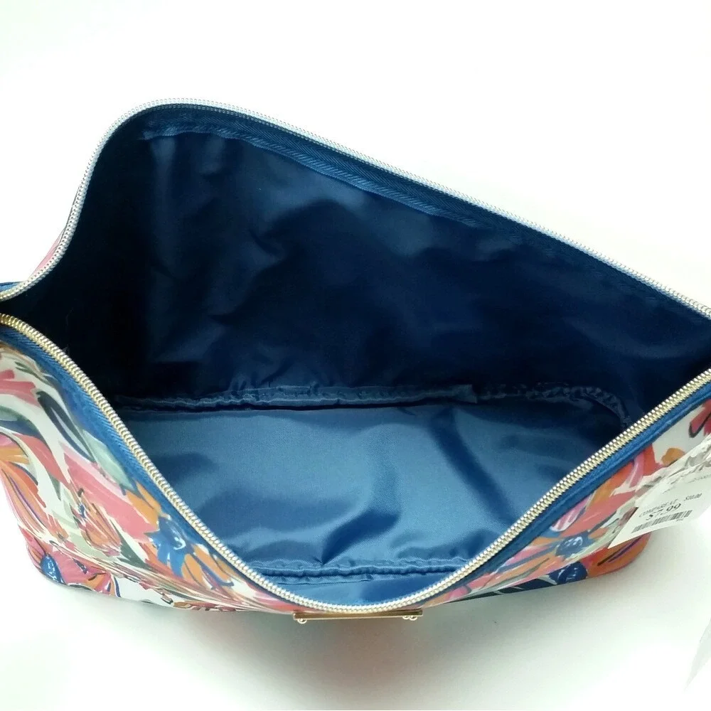 Nicole Miller Floral Zippered Clutch Cosmetic Makeup Handbag 14